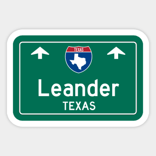 Leander Texas Highway Guide Sign Sticker